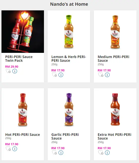 Menu Items Nando's At Home