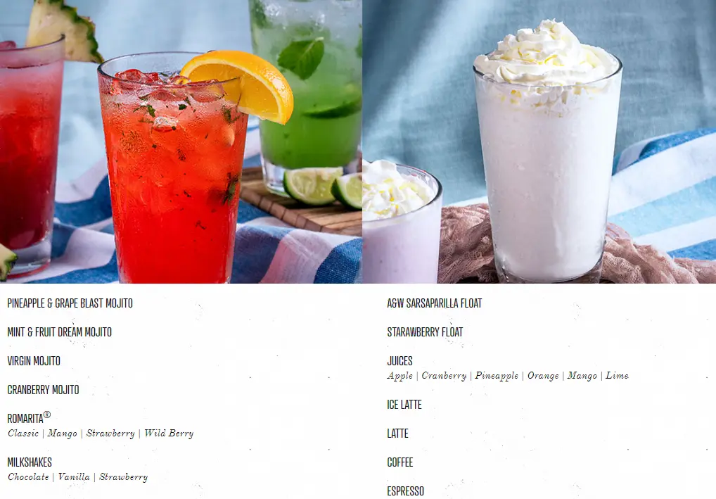 Tony Roma's Beverages Menu Prices