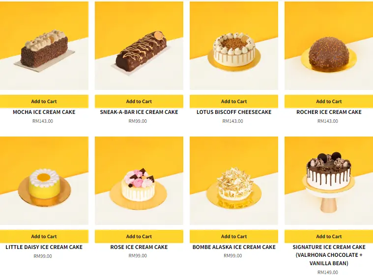 Menu Cakes Inside Scoop Malaysia Prices