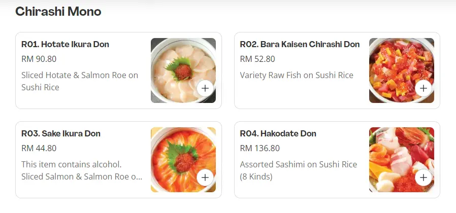 Menu Prices Chirashi Mono Dozo