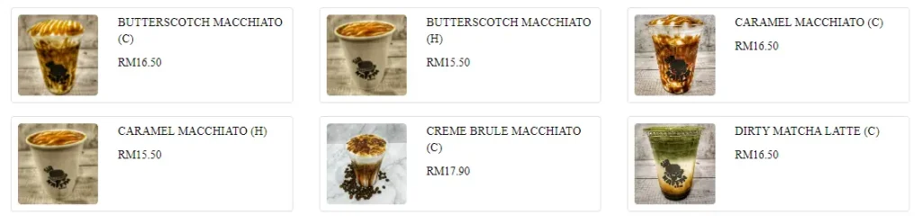 Coffee Menu Lazy Monday HQ Items