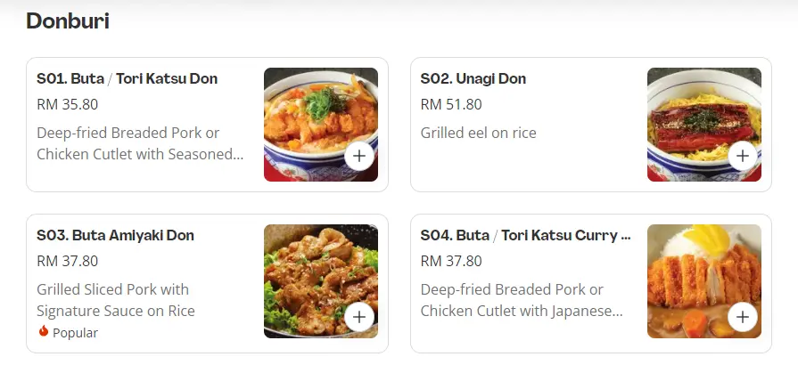 Donburi Dozo Menu Prices