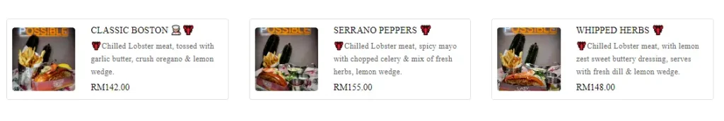 Lazy Monday HQ Lobster Roll Menu