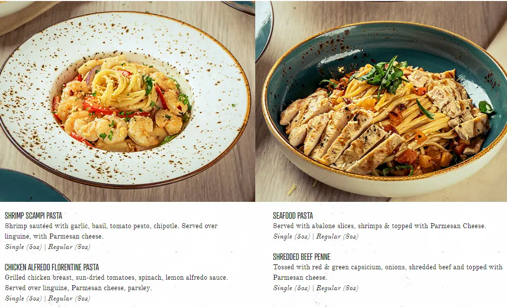 Menu Pasta Tony Roma's
