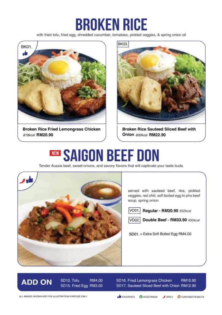 Super Saigon Malaysia Rice Menu