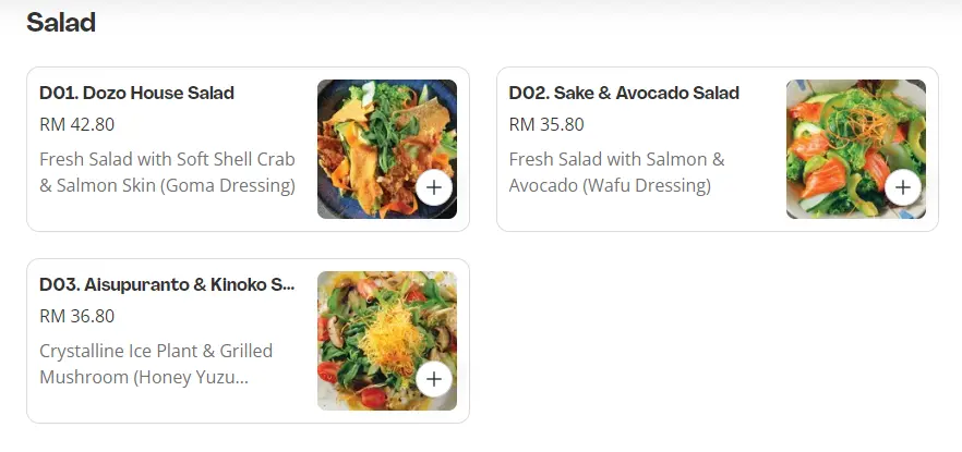 Dozo Menu Salad