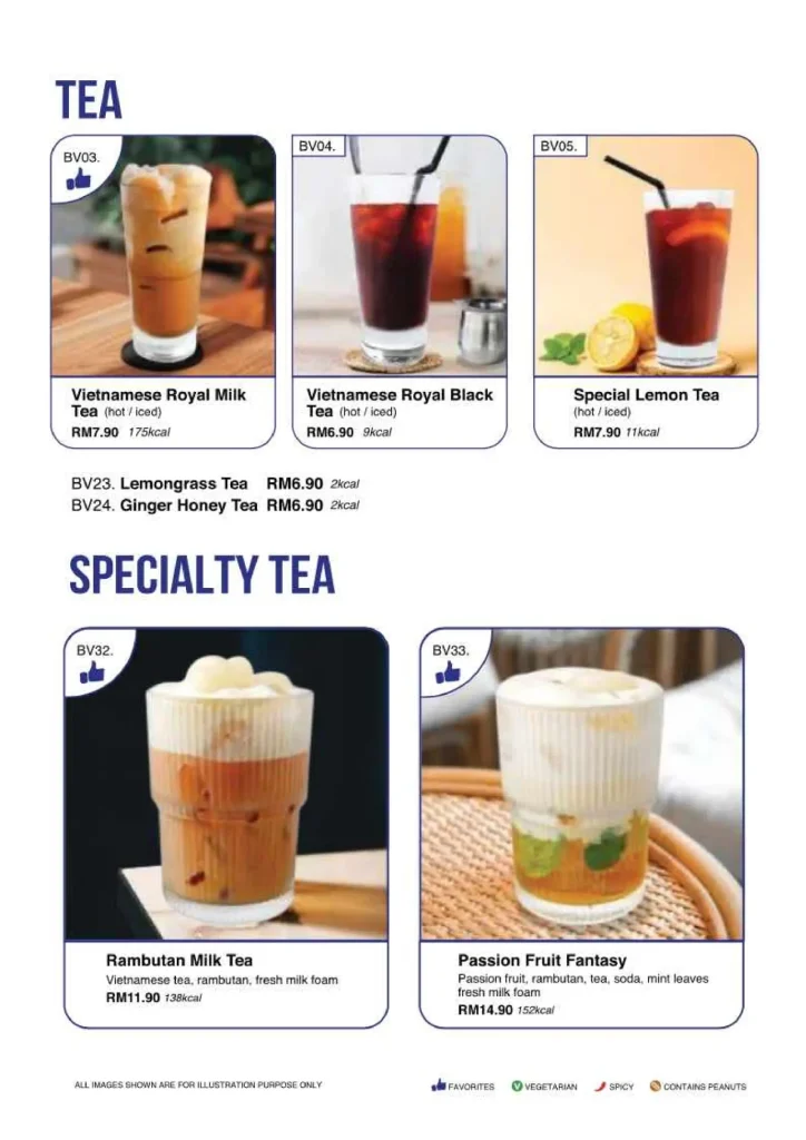 Menu Tea Super Saigon Prices