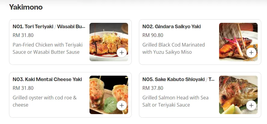 Malaysia Dozo Menu Yakimono