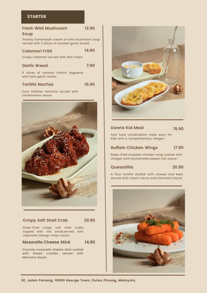 Don Western & Grill Cafe Starter menu