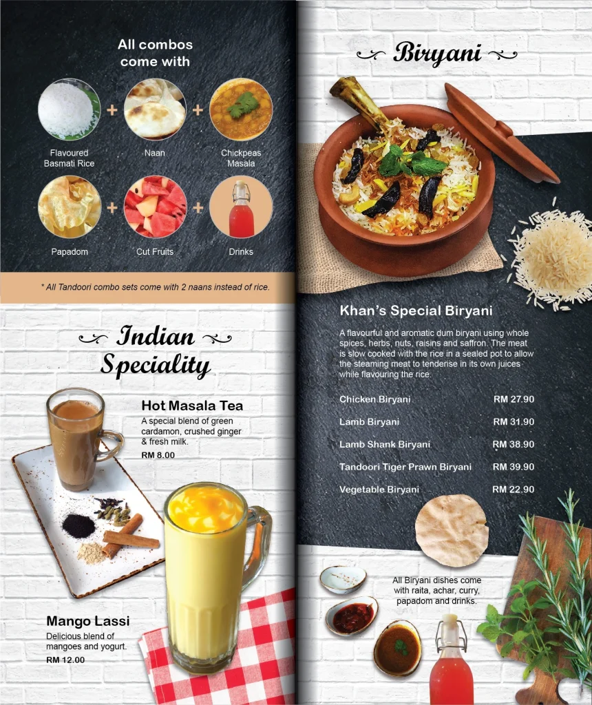 Menu Prices Khan's Indian Cuisine Biryani