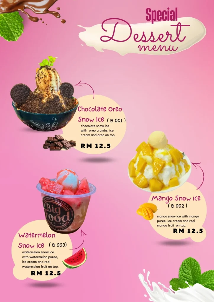 Menu Dessert Malaysia Items Big Food Kitchen Prices