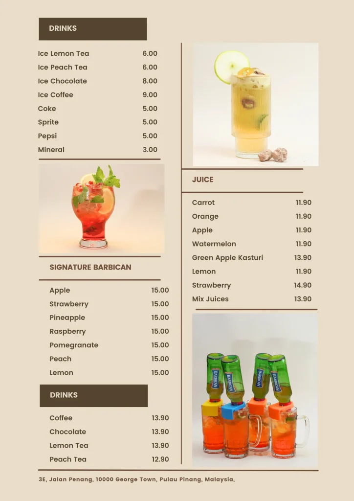Don Western & Grill Cafe Drinks Menu Items Prices