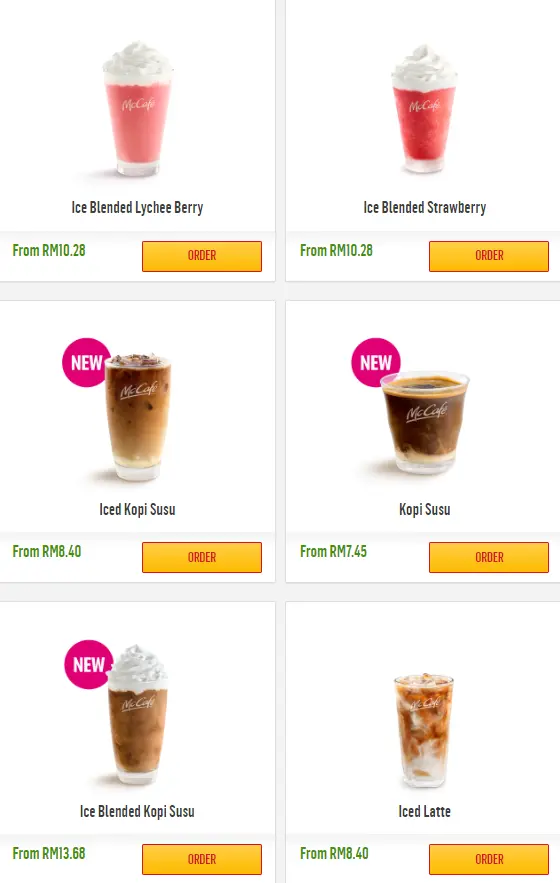 Menu Ice Blended McDonald’s Prices