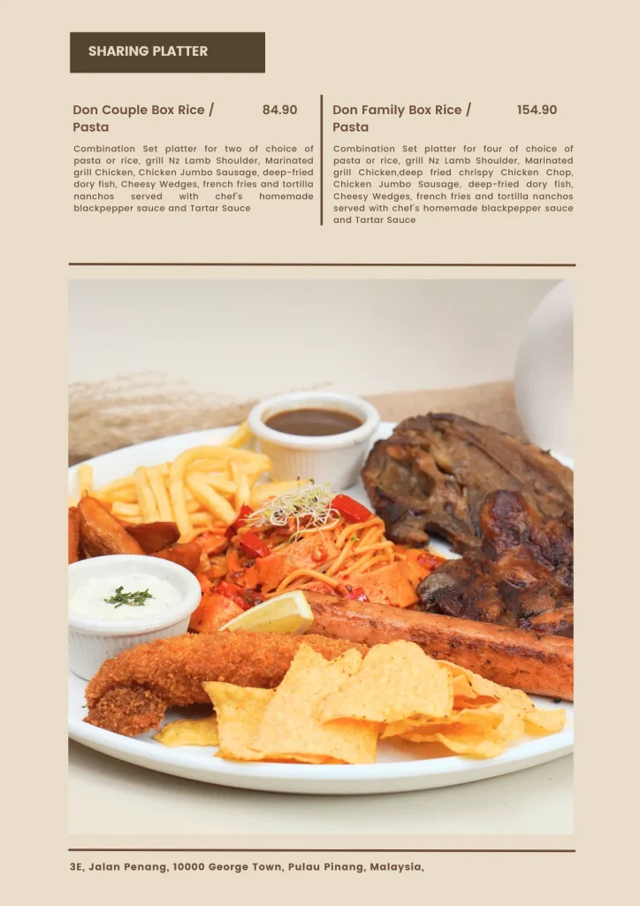 Platter Menu Don Western & Grill Cafe Prices