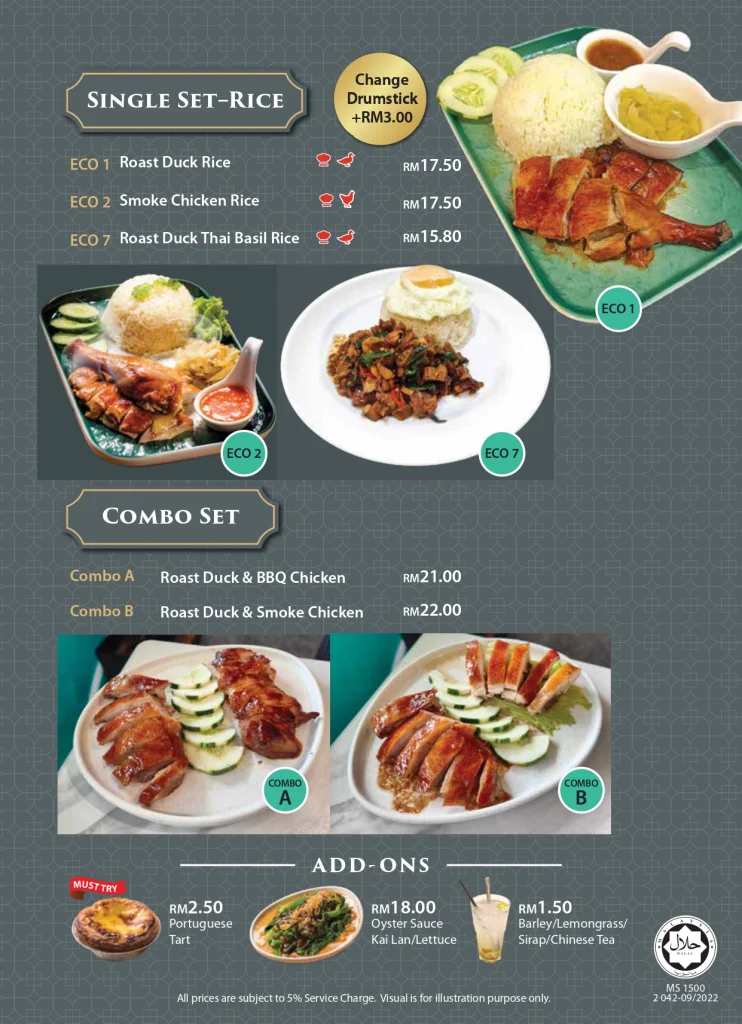 Set Menu Prices Itek Itik Roast Duck
