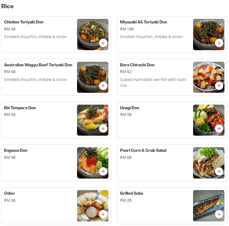  Tono Izakaya Malaysia Menu Rice Prices