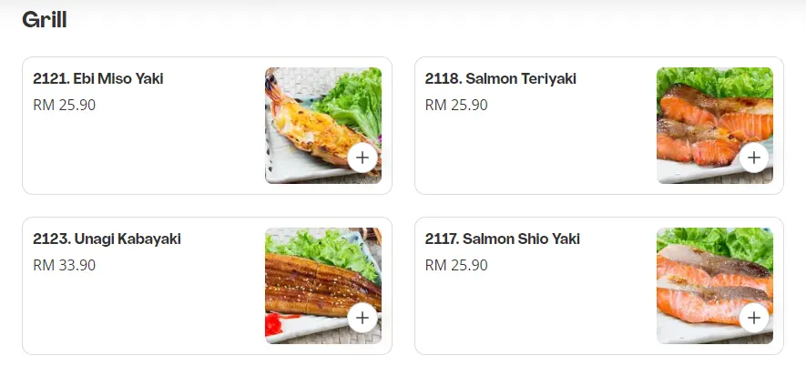 Prices Grill Menu Items Warakuya Malaysia