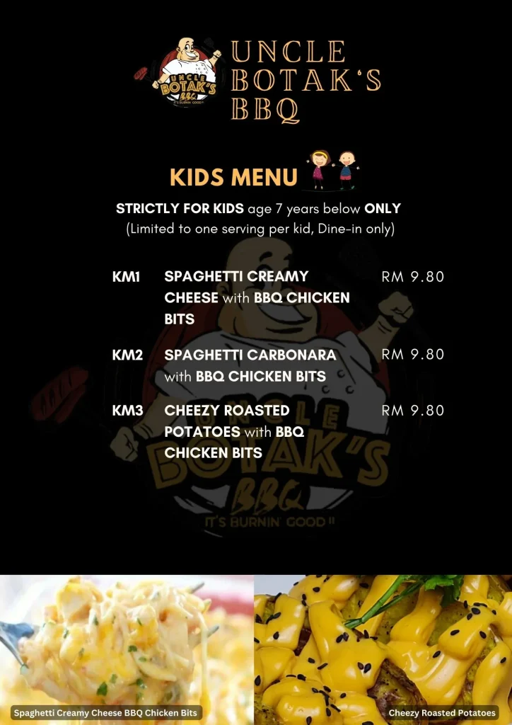 Kid's Menu Uncle Botak BBQ Prices