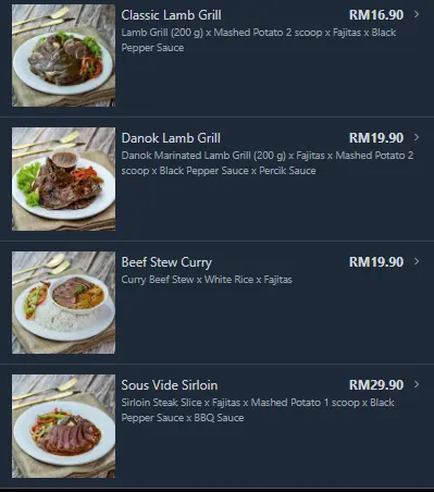 Menu Meat Prices Soru Station