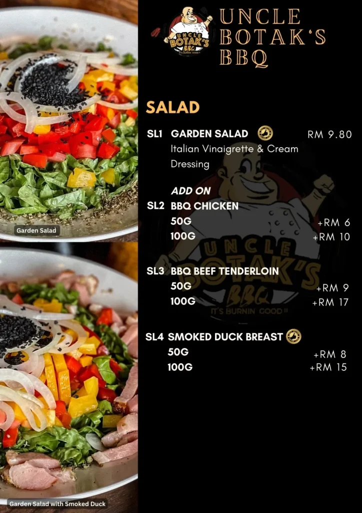 Uncle Botak BBQ Salad Menu