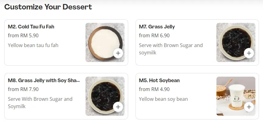 Malaysia Menu Dessert prices Bean Jr